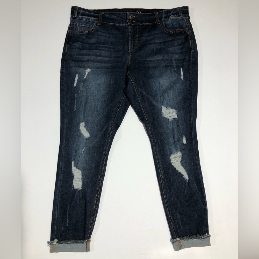 Rue21 Women’s Dark Wash Distressed Mid Rise Ankle Jeggings Denim Jeans Size 18